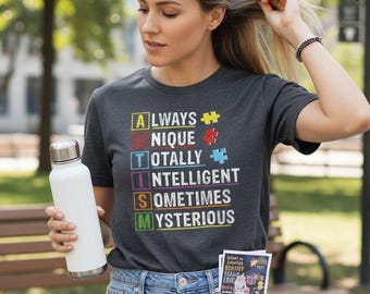 Sweatshirt voor autismebewustzijn, Altijd uniek, totaal intelligent, soms mysterieus shirt, Shirt voor de Autismemaand, T-shirt met puzzel voor autismebewustzijn