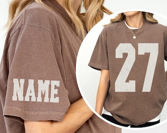 Comfort Colors® Custom Name and Number Shirt, Custom Football Number T-Shirt, College Team Number Tee, Football Family Custom Name Number
