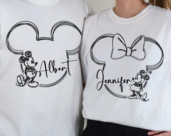 Spersonalizowane koszulki z motywem rodzinnych wakacji Disneya, koszulka z uszami Myszki Miki, koszulka z kokardą Minnie, bluza z motywem wycieczki do Disneylandu