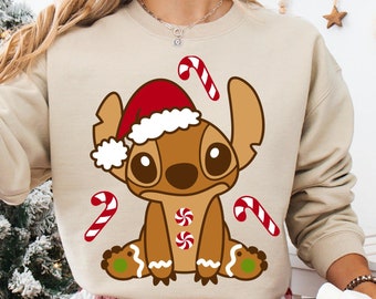 Disney Stitch Christmas Sweatshirt, Stitch Gingerbread Christmas Gift T-Shirt, Christmas Cookie Shirt, Family Disneyland Vacation Tee
