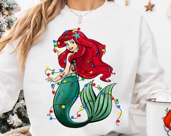 Disney Ariel Mermaid Christmas Sweatshirt, Ariel Christmas T-Shirt, Disney Vacation Shirt, Disney Princess Xmas Shirt, Magic Kingdom T-Shirt