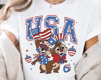 4th of July Disney Chip and Dale Shirt, Chip n Dale 4th of July Tee, Disney American Flag Sweater, Disneyworld Family Independence Day Tee