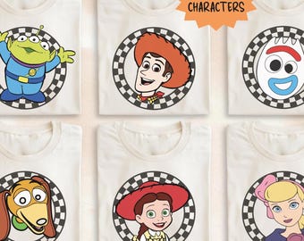 Disney Toy Story Checkered Shirt, Disney All Characters Matching Retro Tee, Woody and Friends Family Sweater, Disney World Trip Sweatshirt