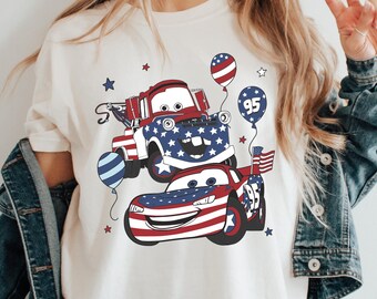 Disney Cars 4th of July Shirt, McQueen and Tow Mater Happy 4th of July Disney Tee, Disneyland American Patriotic Sweater, Independence Day