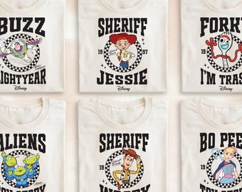 Toy Story Charaktere Retro Shirt, Disney Toy Story Vintage Kariertes T-Shirt, Disneyland Familie Sweatshirt, Disney Trip 2026 T-Shirt