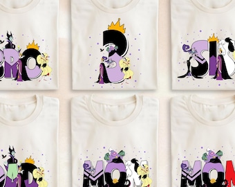 Disney schurk verjaardag familieshirt, Disney Halloween verjaardagsshirt, Disney verjaardag aangepaste trui, schurken familie bijpassende verjaardagsshirt