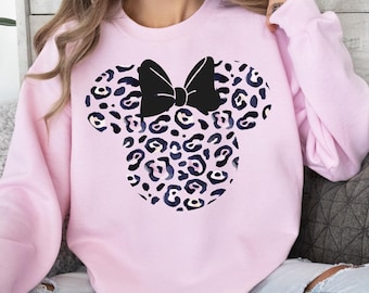 Leopard Minnie Ear Shirt, Leopard Print Mini Mouse Shirt, Cute Disney Mom Shirt, Leopard Women Shirt, Disney Family Vacation Shirts