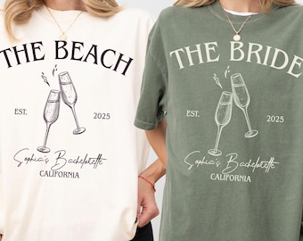 Maglietta per addio al nubilato "The Beach The Bride", felpa personalizzata "Bride To Be", maglietta per addio al nubilato tra ragazze, maglietta per festa di matrimonio in spiaggia