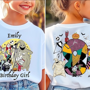 Koszulka urodzinowa Disney Nightmare z nadrukiem, koszulka urodzinowa Jack i przyjaciele, koszulka urodzinowa dla chłopca i dziewczynki z nadrukiem imienia i wieku, wycieczka urodzinowa Disney