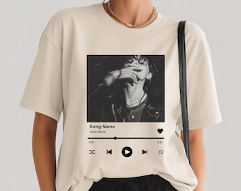 Custom Song Photo Artist T-Shirt, Personalized Music Palyer Tee, Aesthetic Favourite Song Tank Top, Concert Outfit, Music Lover Gift