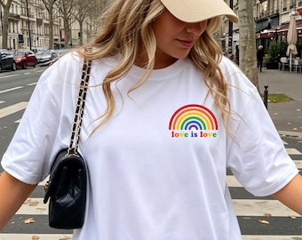 Love Is Love T-Shirt, Rainbow Pride Sweatshirt, LGBTQ Shirt, Minimalist Pride Tee, Gay Pride Gift, Rainbow Equality Sweatshirt