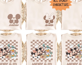 Retro Mickey Minnie Shirts, Disney Family Vacation Tees, Custom Disney Trip Shirt, Checkered Mickey Shirt, Disney All Characters Shirt