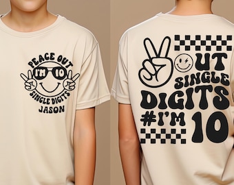 T-shirt d'anniversaire personnalisé à un chiffre, j'ai 10 ans, t-shirt prénom 10e anniversaire, anniversaire fille, pull garçon, t-shirt d'anniversaire à deux chiffres
