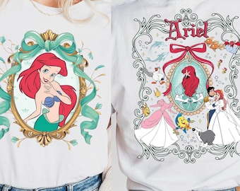 Disney Princess Ariel Mirror and Bow Shirt, Little Mermaid Ariel Coquette T-Shirt, Disney Ariel Mermaid Sweater, Disneyland Girls Trip Shirt