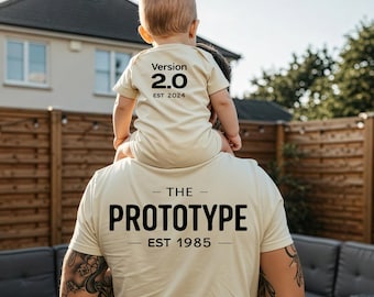 Father And Son Custom Matching T-Shirts, Prototype Version 2 Shirt,  Daddy And Me Est Year Outfit, Funny New Dad Shirt, Father's Day Gift