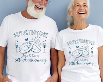 50th Anniversary Crew Shirt, Custom Family Matching T-Shirts, Golden Wedding Anniversary Sweatshirt, Wife And Husband Shirt