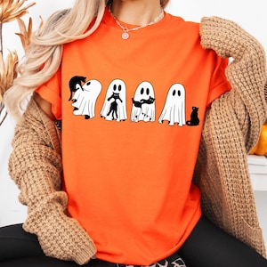 Halloween Ghosts and Black Cats Shirt, Cute Ghost and Cat Tee, Funny Halloween Black Cat Ghost Sweater, Spooky Season Halloween Vibes Shirt