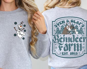 Camiseta navideña de la granja de renos de Sven y Olaf, suéter navideño de Disney, camiseta navideña de Olaf y Sven, camiseta navideña a juego de los mejores amigos de Disneyland