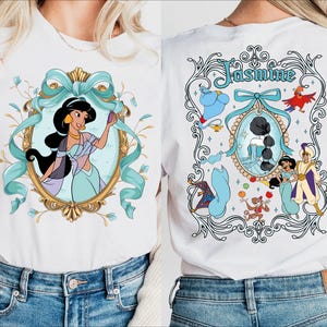 Chemise Disney Jasmine miroir et noeud, T-shirt coquette princesse Alladin Jasmine, sweat-shirt Princesse Disney Jasmine, chemise Disneyland