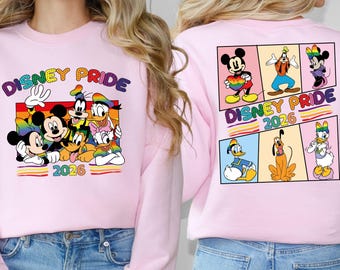 T-shirt Disney Pride 2026, chemise Mickey & Co, chemise égalité des genres Disney, t-shirt arc-en-ciel Disney, chemise supporter LGBTQ+, t-shirt drapeau arc-en-ciel