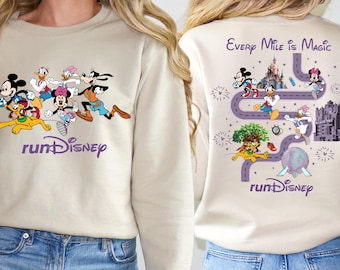 Run Disney Every Mile Is Magic Shirt, Mickey and Friends Run Disney Sweatshirt, Disney Marathon 2026 Family Trip, Run Disney Magical Tee