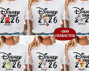 Disney Trip 2026 Custom Shirt, Disney Characters Family Matching Sweatshirt, Disney Trip Sweater, Disney Family Vacation 2026 T-Shirt