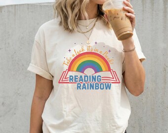 Comfort Colors® Take A Look It's In A Book Retro Shirt, Reading Rainbow Sweater, Librarian Tee, Teacher Sweatshirt, Bookish Gift