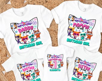SuperKitties födelsedagströja, SuperKitties familjetröja, matchande födelsedagströja för familjen, födelsedagsfesttröja, barnfödelsedagströja