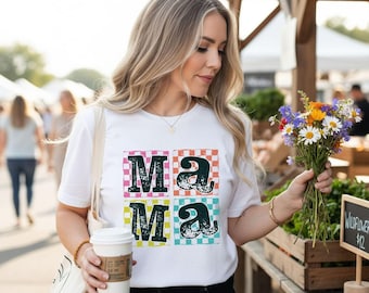 Mama Retro Kariertes Shirt, Muttertag Sweatshirt, Mama T-Shirt, Mutter Leben Pullover, Mutter Tag Shirt, Geschenk für Mama, Mama T-Shirt