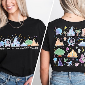 Meet Me At My Happy Place Disney Shirt, Disney World Epcot Tee, Disneyland Family Vacation 2025 Shirt, WDW Trip, Disney Magic Kingdom Shirt