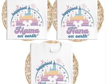 Camiseta "La mamá más feliz del mundo", sudadera familiar de Magic Kingdom, camiseta de abuela de Disney, camiseta del Día de la Madre, suéter de tía Nana