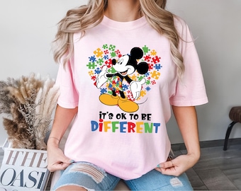 It&#39;s Okay To Be Different Shirt, Disney Autism Awareness T-Shirt, Inclusion And Acceptance Tee, Mickey Mouse Autistic Pride Sweatshirt