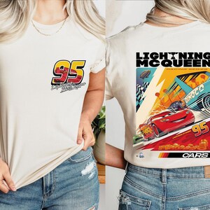 Camiseta de Rayo McQueen, camiseta de Disneyland, suéter de Disneyworld, camiseta McQueen 95, camiseta familiar de Magic Kingdom, camiseta de Cars imagen 4