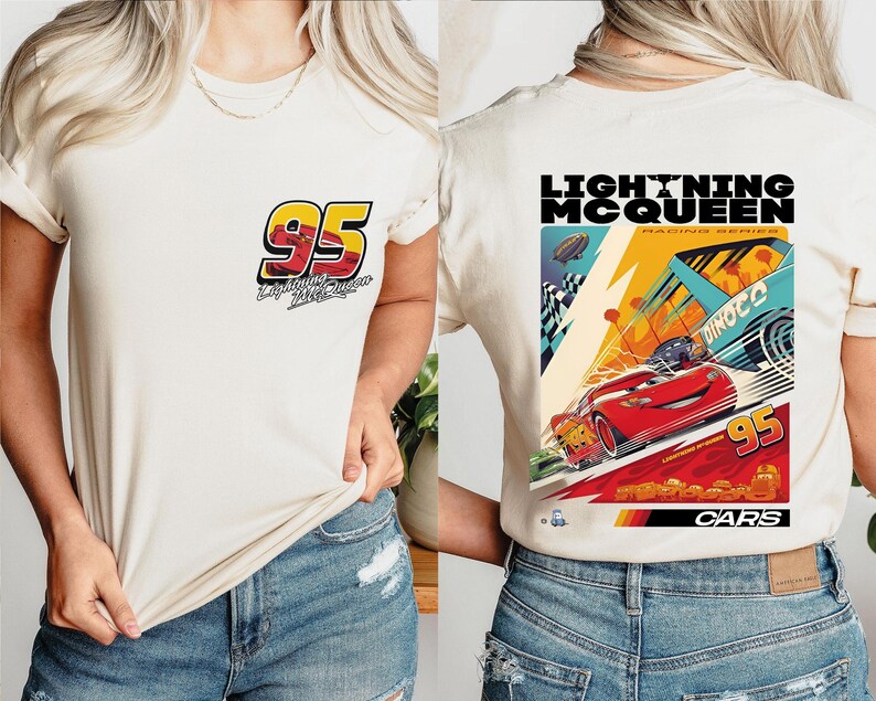 Camiseta de Rayo McQueen, camiseta de Disneyland, suéter de Disneyworld, camiseta McQueen 95, camiseta familiar de Magic Kingdom, camiseta de Cars imagen 4