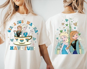Koszulka „Dziewczyny po prostu chcą się dobrze bawić”, bluza Elsa i Anna, koszulka z księżniczkami Disneya, koszulka Disney Girls Trip, bluza z prezentem Disney Besties