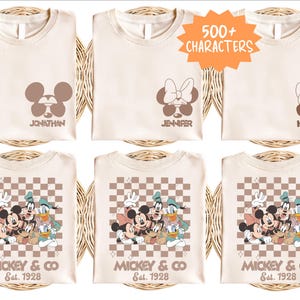 Retro Mickey Minnie Shirts, Disney Family Vacation Tees, Custom Disney Trip Shirt, Checkered Mickey Shirt, Disney All Characters Shirt