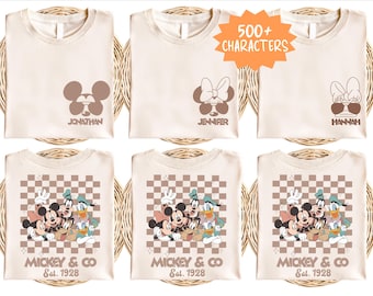 Retro Mickey Minnie Shirts, Disney Family Vacation Tees, Custom Disney Trip Shirt, Checkered Mickey Shirt, Disney All Characters Shirt