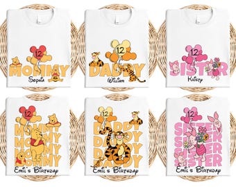 Winnie the Pooh Birthday Shirt, Disney Family Birthday Tee, Family - Main Image