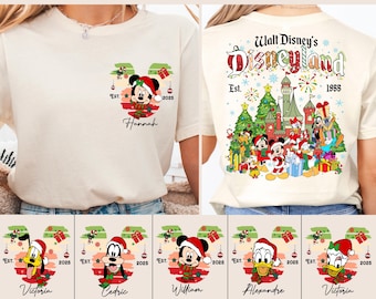 Individuell gestaltetes Weihnachtsshirt mit Maus und Freunden, personalisiertes Weihnachts-Sweatshirt, passendes Familien-Weihnachts-T-Shirt