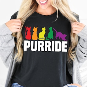 Purride Shirt, LGBTQ Cats Colorful Tee, Pride Month Sweatshirt, Rainbow Cats, Equality For All T-Shirt, Cat Lover Pride Sweater