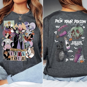 a woman sitting on a bed wearing a disney shirt