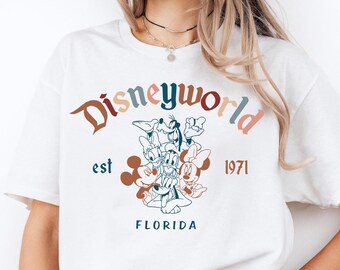 Disneyworld est 1971 Florida shirt, Disney klassiek T-shirt, Disney-personages retro sweatshirt, Disneyworld vintage trui, Disney-gezinsuitje