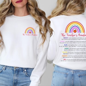 Das Regenbogen-Sweatshirt des Lehrers, Positive Vibes Shirt, Lehrer-Leben T-Shirt, inspirierendes Lehrer-T-Shirt, zurück zu Schule Shirt, Lehrertag-T-Stück