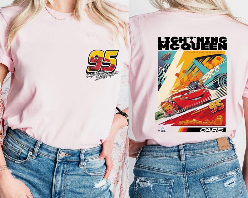 Camiseta de Rayo McQueen, camiseta de Disneyland, suéter de Disneyworld, camiseta McQueen 95, camiseta familiar de Magic Kingdom, camiseta de Cars imagen 5