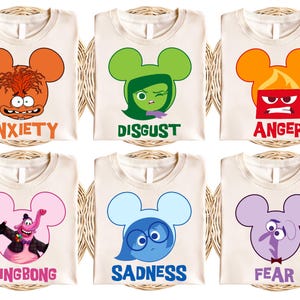 Koszulki z postaciami Inside Out, Dopasowanie grupowe Inside Out, Koszulka Inside Out 2, Koszulka Disneyland Trip, Koszulka Inside Out Family Party