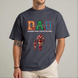Personalized Dad Superhero T-Shirt, Farther's Day Sweatshirt, Marvel Fan Shirt, Avengers Lover Tee, Captain America Hulk Ironman Dad Tee