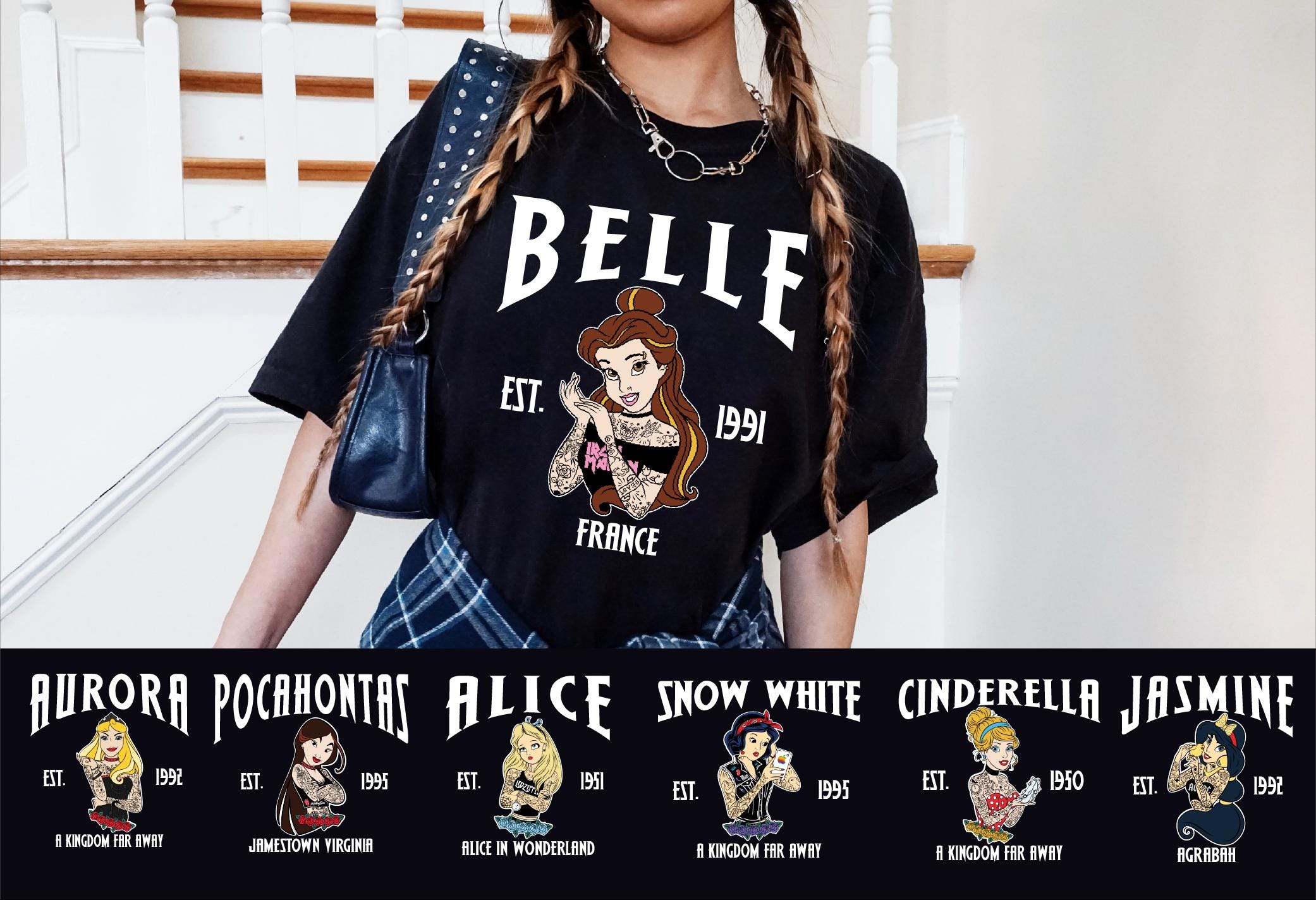 Disney Princesses Gothic Tattoo Shirt, Tattoo Princess Sweatshirt 