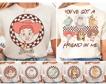 Chemise assortie rétro You've Got a Friend in Me, sweat-shirt voyage Disney vintage, t-shirt personnages Toy Story, chemise voyage en famille Disney à carreaux