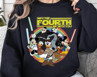 May The Fourth Be With You Mickey and Friends Shirt, Disney Star Wars Crew Tee, Disney World Characters Star Wars Sweatshirt, Galaxy's Edge