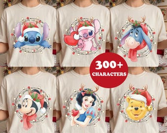 Cartoon Characters Watercolor Christmas Shirt, Family Matching Christmas Sweatshirt, Family Trip Xmas Sweater